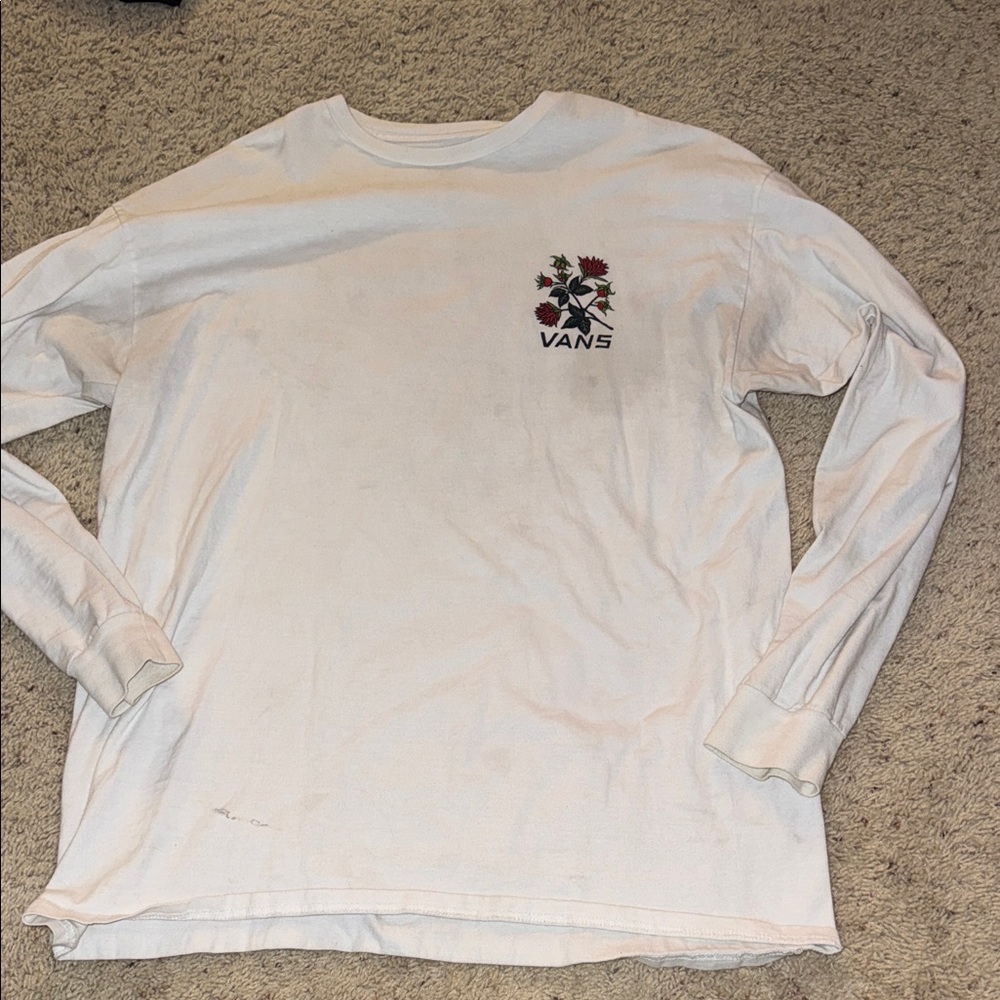 Vans White Floral Graphic Long Sleeve Men's Tee